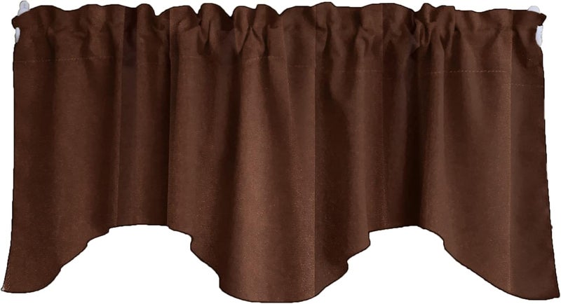 Solid Stretch Velvet Scalloped Wave Window Valance Home Décor Bedroom Nursery Kitchen Window (Rust)
